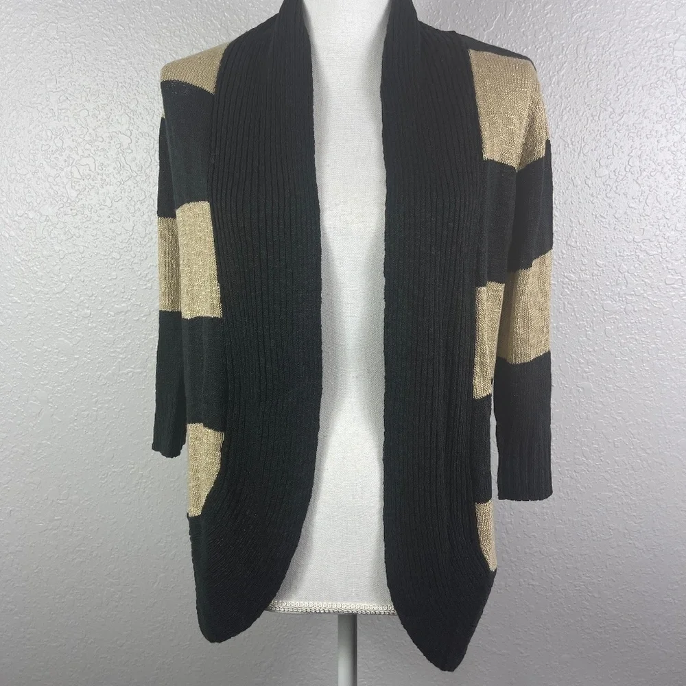 Black &‎ Brown striped open sweater